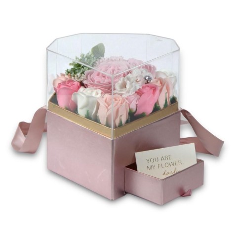 SCATOLA REGALO FIORI PINK 19X2